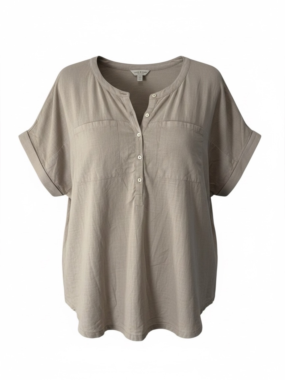 Lucky Brand Women’s Beige Cotton Henley Top XL